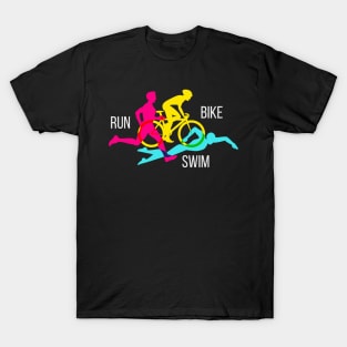 Swim Bike Run Triathlon Sport Athlete Marathon T-Shirt